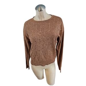 Alfani Size S Sequin Sweater Bronze Metallic Pullover
